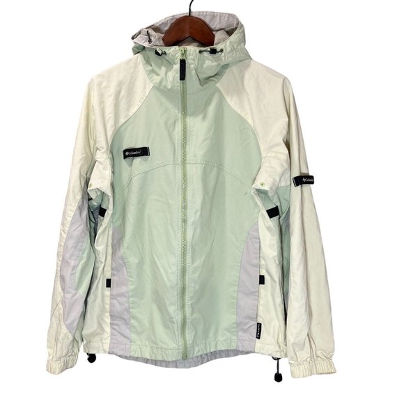 Columbia Jacket Women L Green Hooded Full Zip Lined Breathable Outdoor - Picture 1 of 13